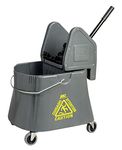 M2 Professional 40 Qt / 30 L Elephant Foot Mop Bucket with Down Press Wringer with Wheels - Grey