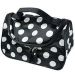 AKORD Zipper Cosmetic Bag Toiletry Hand Case with Dot Patterns Make-Up Pouch, 20 cm, White/Black