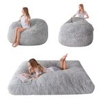 MAXYOYO Giant Bean Bag Bed - Convertible Folds from Bean Bag Chair to Bed - Large Sofa with Plush Cover and Fluffy Filling Included for Adult, Couples, Guest (Gray, King)