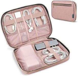 Pavilia Tech Organizer Case - Cable & Charger Storage, Travel Accessories - Pink Quilt