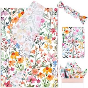 Whaline 100 Sheets Floral Tissue Paper Watercolor Flower Gift Wrapping Paper Colorful Wildflower DIY Art Craft Paper for Spring Wedding Birthday Baby Shower Supplies, 13.7 x 19.6 Inch