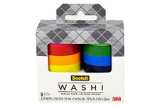 Scotch Washi Tape, Solid Color Rainbow Design, 8 Rolls, Great for Bullet Journaling, Scrapbooking and DIY Décor (C1017-8-SOL1)