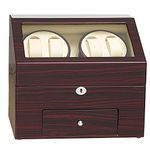 JQUEEN Automatic Wood Watch Winder Display Box 4+9 Storages, ebony, Watch Style