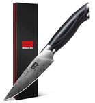 SHAN ZU Kitchen Paring Knife 10 cm - Japanese Powder Steel 63 HRC Peeling Knives for Friut Razor Sharp 12° Edge Vegetable Chopper with Pakkawood Handle