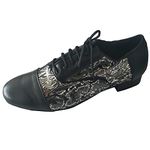 Mens Latin Ballroom Salsa Dance Shoe Soft Sole 1 Inches Heel Professional Tango Rock's N Roll's Socials Party Performance Dance Shoe More Colors, Black and Silver, 9