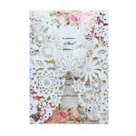 Hosmsua 5.12 x 7.3 Inches 20PCS Ivory Wedding Invitation Cards with Butterfly and Envelopes Laser Cut Lace Flora Invitation for Wedding Engagement Quinceanera Sweet 16 Birthday Party (Ivory)