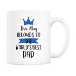 5Aup Fathers Day Christmas Gifts Funny Dad Coffee Mug from Son Daughter, This Mug Belongs to the World's Best Dad Cups 11 Oz, Unique Birthday and Holiday Gifts for Father