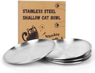 Petdream 4 Pcs Wide Whisker Friendly Cat Dishes Set 6.7", Stainless Steel Cats Bowls, Shallow Food Bowl, Indoor Kitten Feeding Wet & Dry Food Dish to Prevent Whisker Fatigue(13 OZ)