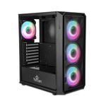 YEYIAN PC Gamer Lancer ARGB Medium Tower | ATX Micro ATX Mini ITX Plates | Mesh Front | Side Panel Tempered Glass Transparent | 4 PWM Fans 3 Front 1 Rear 120 mm 1600 RPM