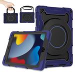 ROISKIN for iPad 6th 5th Generation Case 9.7, iPad Pro 9.7 Inch, Air 2 for Kids Men Women [ Screen Protector, 15ft Drop Protection] 360 Rotating Kickstand Handle Shoulder Strap for iPad 6th/5th Gen