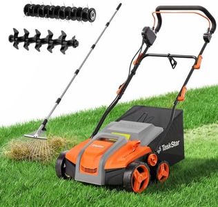 TaskStar Dethatcher and Scarifier,16 Inch Lawn Dethatcher with Thatch Rake