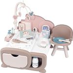 Smoby BABY NURSE NURSERY 17 piece Playset - Complete space for the child to care of their baby includes Electronic baby phone with lullabies - Perfect for Kids and Toddlers for interactive Doll play