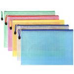 Crethink Large Clear Pencil Case Plastic Wallets,Clear File Bags Mesh Pencil Pouch (Yellow, Black, Blue, Green, Red, A5) (1 Pencil case, Random Color)