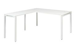 Office Star Prado Complete L-Shaped Desk With Laminate Top and Metal Legs, White