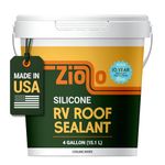 Ziollo RV Roof Sealant - Leak Repair 100% Silicone Liquid Rubber - Premium Waterproof Coating for Campers, Pop Up, Motorhomes, and Travel Trailers - Easy DIY Application - White 4 Gallons
