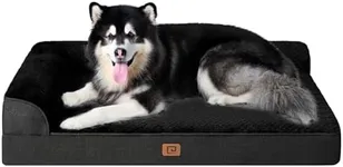 EHEYCIGA XXL Memory Foam Dog Bed, Orthopedic Dog Beds for Extra Large Dogs, Waterproof Egg Crate Dog Couch Bed with Washable Removable Cover and Non-Slip Bottom, L Shaped Dog Bed, Black