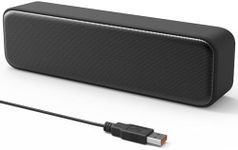 [Upgraded] USB Computer Speakers for Desktop PC, Laptop | Plug-N-Play | Small Soundbar with Crystal-Clear Sound, Loud Volume, Deep Bass, Compatible with Windows, macOS, ChromeOS - No Volume Buttons