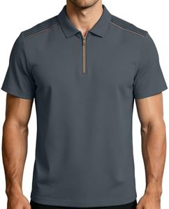 Breeze Shirts for Men,Mens Golf Shirt Breathable Short Sleeve Quarter Zip Pullover Work Shirt Lightweight Summer Clothes,Work,Office,Summer Outfits,Golf,Tennis,Beachwear,Casual Everyday Wear,Walking