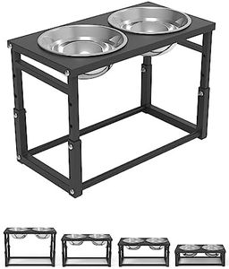 Elevated Dog Bowls Stainless Steel Raised Dog Bowls Adjustable to 4 Heights for Medium & Large Sized Dogs with 2 Stainless Steel Dog Bowls for Food & Water (Large（5"-12"）)