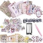 290pcs Aesthetic Scrapbooking Stickers Paper Pack, DIY Decorative Retro Flowers Journaling Supplies Kit for Scrapbook Journal (Retro Flower Life)