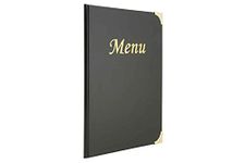 Securit Premium Faux Leather A4 Menu Holder - 8 Pages to View Sleek Display Folder for Food & Drinks - Perfect for Restaurants, Cafe or Bar (Black)