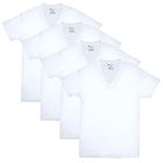 Hanes Men's ComfortSoft 4 Pack FreshIQ Cotton V-Neck T-Shirt, White, Medium