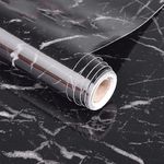 Jgeuyer Black Marble Contact Paper Peel and Stick Wallpaper Self Adhesive Wallpaper Granite, Removable Wall Paper For Kitchen Countertop Cabinet Bathroom Papier Peint, 15.7" x 118" Vinyl Wallpaper