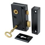 A29 Hardware 1 3/8 Inch Backset Narrow Screen Door Rim Lock, Black Powder Coat Finish