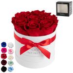 Infinity Flowerbox Medium - 9 real preserved roses - Vibrant Red - lasts for years without water | the perfect present