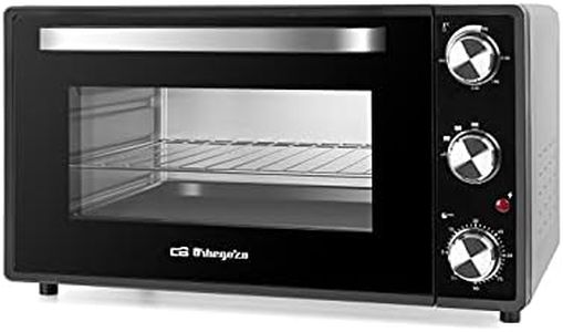 Orbegozo HO 385 - Horno eléctrico de sobremesa, 38 L, temporizador, termostato regulable, calor superior/inferior, bandeja recogemigas, 2000 W