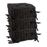 Nicola Spring Dining Chair Cushion Seat Pad Square Padded French Mattress - Black - Pack of 6