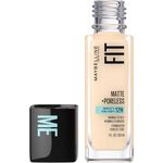 Maybelline New York Fit Me Matte + Poreless Foundation Makeup, Ultra-Lightweight Formula Controls Shine, for Normal to Oily Skin, Porcelain, 110, 30 ml