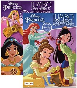 Disney Princess Coloring Book 2 Titles, Fun Game Workbook for Learning Drawing Coloring, Gift for Kids Toddler Activity at Classroom Home, 80 Pages, 36-Pack
