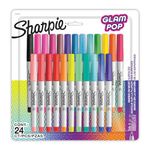 Sharpie Glam Pop Permanent Markers, Ultra Fine Point, Assorted Colours, 24 Count