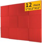 Saiqiang Sound Proof Foam Panels for Walls 2"×12"×12" High-Density - Flame Retardant Acoustic Panels Sound Absorbing - Sound Proof Panels for Walls-Red