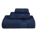 Trident Soft Comfort Air Rich Towels for Bath, 100% Cotton Towel, Super Soft, Highly Absorbent, 3 Pieces Towel Set, 500 GSM - Navy