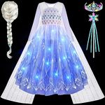 Tacobear Light Up Frozen Elsa Dress Up for Girls Kids LED Princess Costume with Elsa Wig Crown Magic Wand Princess Fancy Dress for Halloween Carnival Christmas Birthday Party Cosplay (100, 3-4Y)