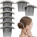 8 Pcs Rhinestone Pearl Black Hair S