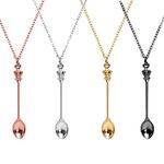 4 Pcs Spoon Necklace Set Mini Spoon Necklace Charms Coke Spoon Necklace Ket Spoon Snuff Spoon Necklace Tiny Little Scoop Necklace Teaspoon Crown Pendant Long Chain for Women Girl Jewellery Party Gift