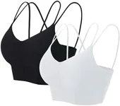MotoRun Strappy Sports Bra Sexy Bralettes for Women Push Up Bralette Top Plus Size Black White XX-Large 2 Pack