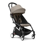 Stokke YOYO3 Stroller from 6 Months - Includes Black Frame/Taupe Seat Cushion & Canopy - Folds In & Out in a Flash - Light & Compact - Carry-On Compatible