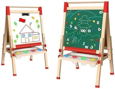 Galadim Wooden Art Easel for Kids (Double Sided) with Paper Roll, Height Adjustable from 90cm to 165cm for Kids Toddlers 3-6 6-12 12-16 GD-065-AU-1