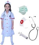 fancydressworld Kids Nurse Role-Play Costume (Nurse Dress, Surgical Mask, Injection, Nurse Headband, Stethoscope) (6-7 Years)