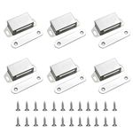 BuxiuGK 6 Piece Heavy Duty Cupboard Door Magnets Stainless Steel Strong Magnetic Door Catch with 24 Screws for Furniture Cabinet Cupboard Wardrobe