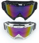 ActHose Ski Goggles, Snowboard Goggles for Men Women, Motocross Riding Goggles, UV Protection, Windproof Anti-Fog, 2 Pack (White Frame with Black Dots and Black Frame with White Dots)