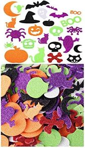 NT-ling Autocollants en Mousse d'halloween,100pcs Autocollants en Mousse à Paillettes d'halloween,Autocollants Auto-adhésifs en Forme de Citrouille,Décorations de Fête Halloween Autocollants