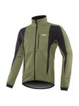 ARSUXEO Winter Warm UP Thermal Softshell Cycling Jacket Windproof Waterproof 15-k, Dark Green, X-Large