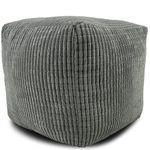 Jumbo Cord Footstool Bean Bags | Corduroy Ottoman Footrest Modern Home Living Room Bedroom Stylish & Durable Ergonomic Design | Jumbo Cord Foot Rest Pouffe (Square (40cm x 40cm x 40xm), Charcoal)