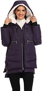 Women's Hooded Puffer Jacket Winter Warm Thickened Down Jacket Windproof Coat for Women, Dark Purple, M