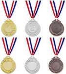 Winner Medals, 6 Pcs Gold Medals Silver Medals and Bronze Medals with Ribbon Necklace for Children Party, Birthday Present, Office Games and School Sport (Diameter 1.97in)